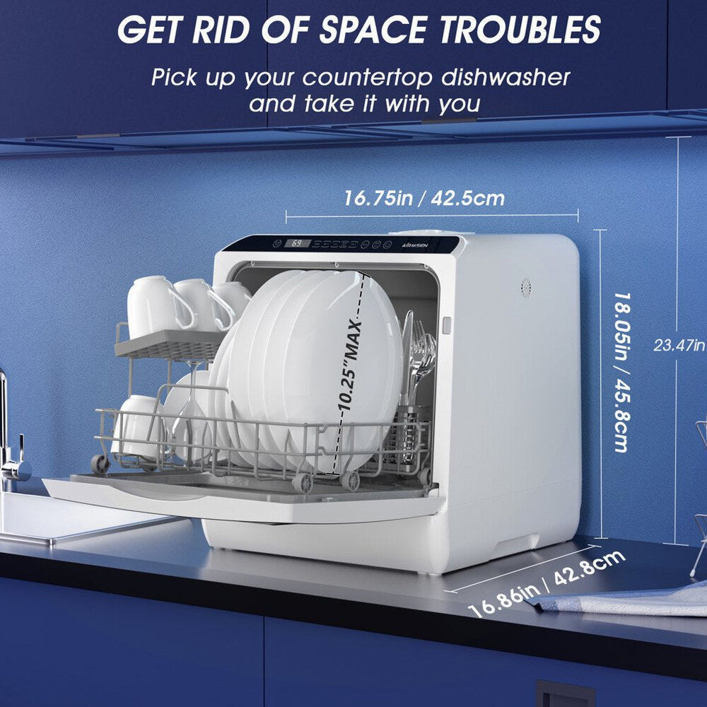Portable Countertop Dishwasher with 5-Liter Built-In Water Tank and Air-Dry Function 5 Washing Programs