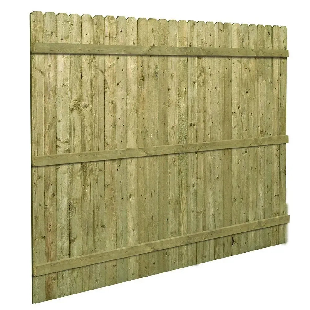 Barrette 6x8 ft Pressure-Treated Wood Privacy Fence Panel with Dog-Ear Design