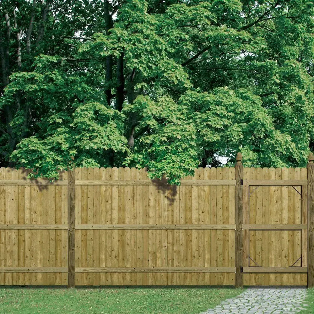 Barrette 6x8 ft Pressure-Treated Wood Privacy Fence Panel with Dog-Ear Design