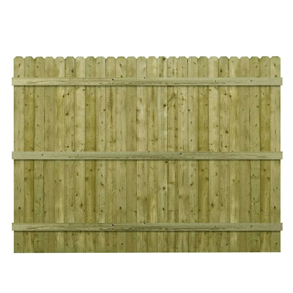 Barrette 6x8 ft Pressure-Treated Wood Privacy Fence Panel with Dog-Ear Design