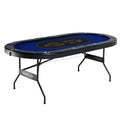 Barrington 10 Player Blue Poker Table with Metal Frame and Cup Holders, No Assembly Required
