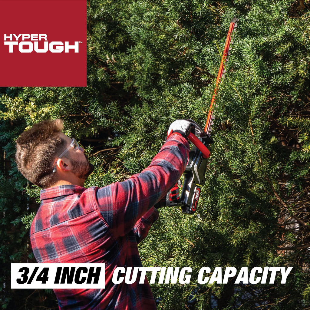 Hyper Tough 20V Max 22-inch Cordless Battery Powered Hedge Trimmer, HT21-401-003-07