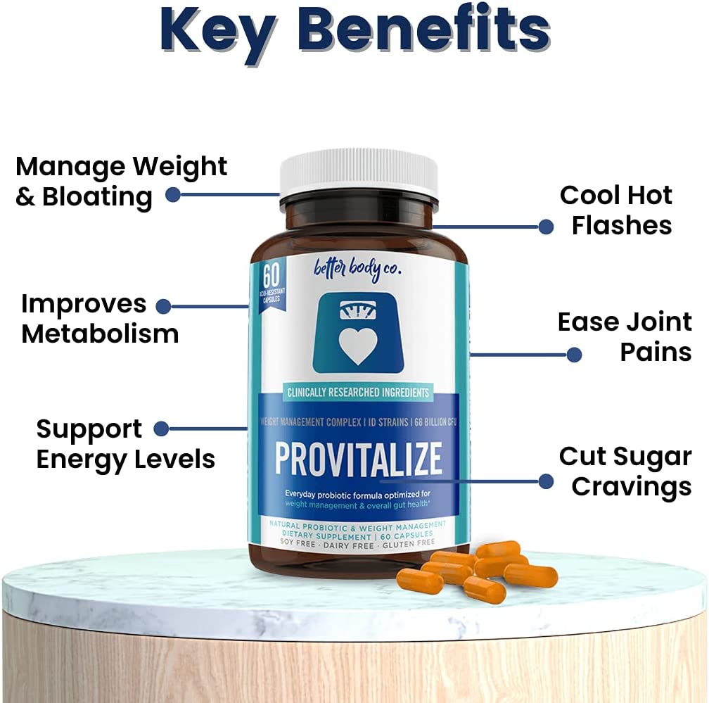 Better Body Co Provitalize Menopause Probiotic Supplement for Women - Boost Metabolism, Reduce Hot Flashes, Enhance Energy