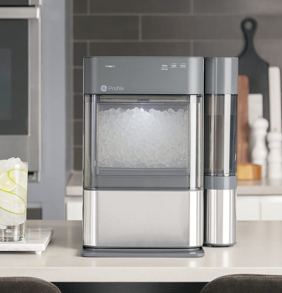 GE Profile Opal 2.0 | Countertop Nugget Ice Maker | Ice Machine with WiFi Connectivity | Smart Home Kitchen Essentials | Black Stainless