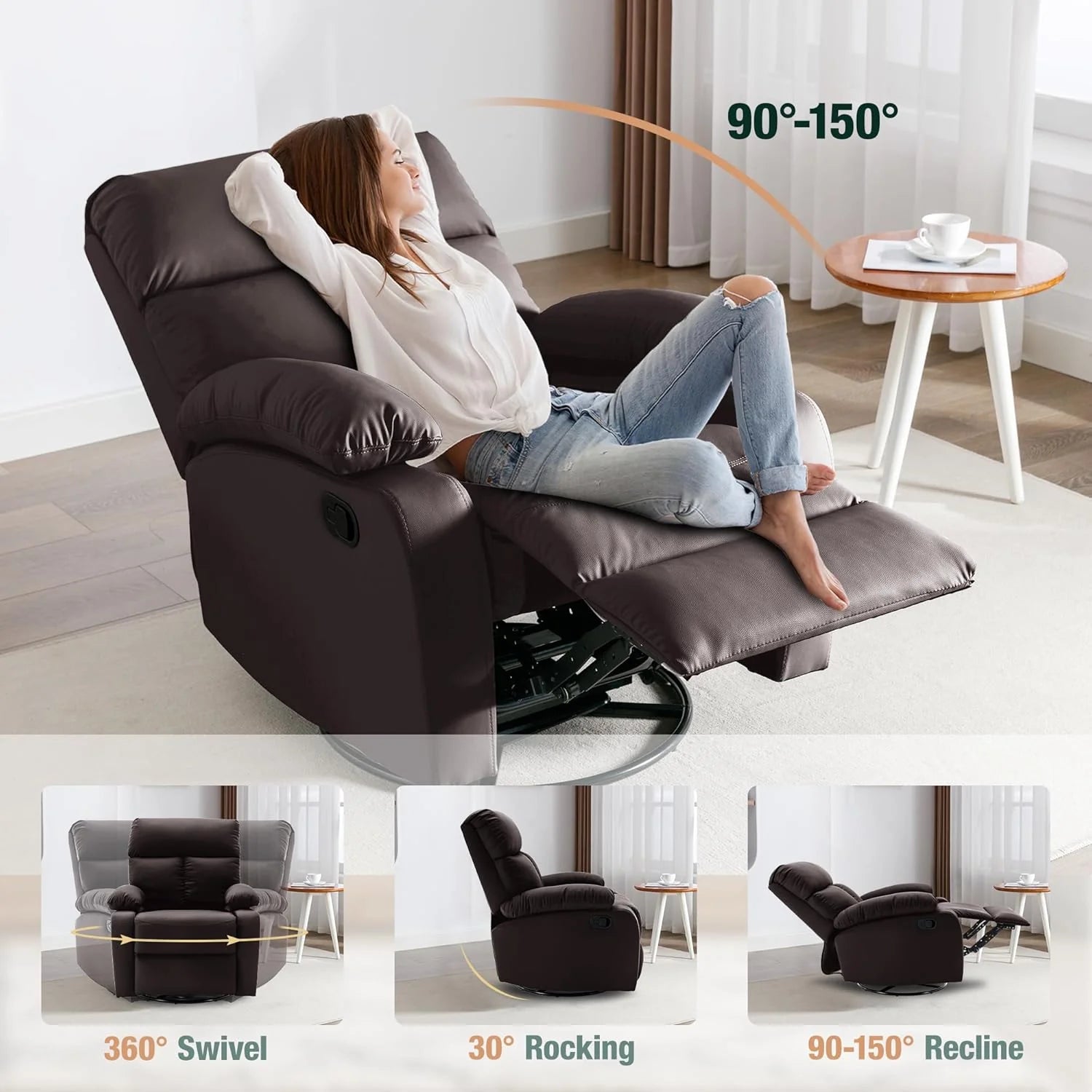 Small Swivel Rocker Recliner Chair for Compact Spaces