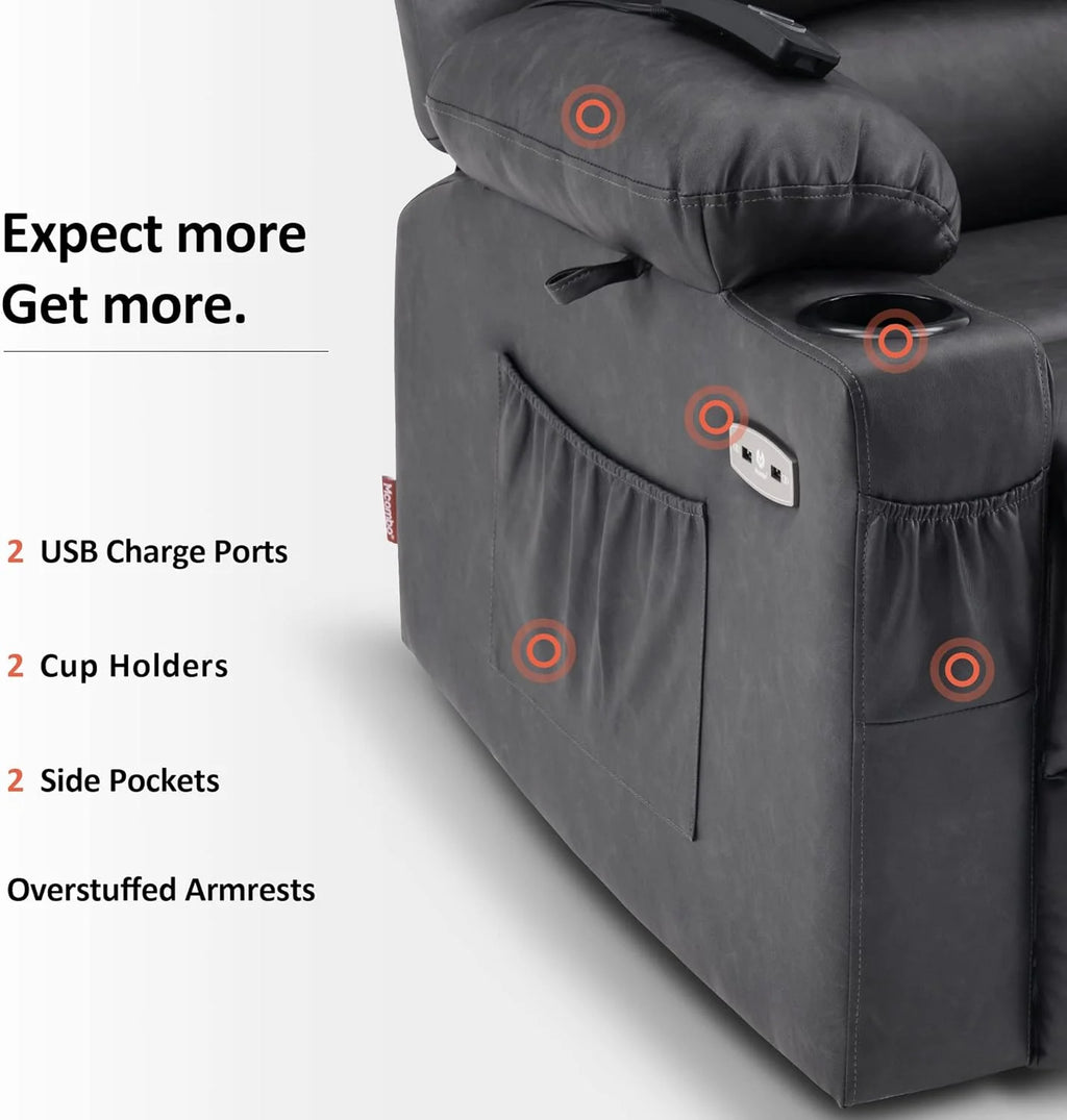 Heated Lift Recliner for Seniors with USB & Cup Holders