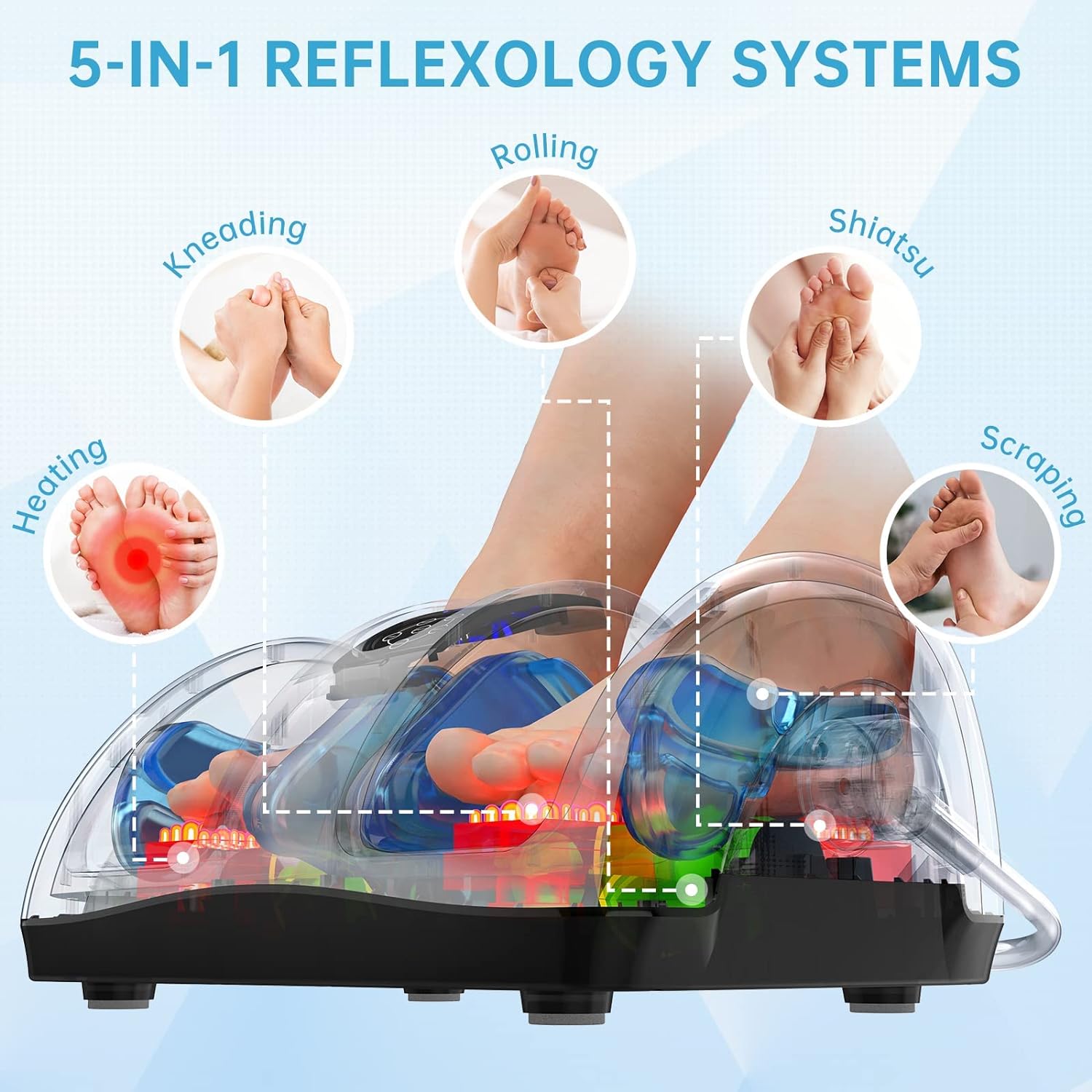 Shiatsu Foot Massager with Heat-Foot Massager Machine for Neuropathy, Plantar Fasciitis and Pain Relief-Massage Foot, Leg, Calf, Ankle with Deep Kneading Heat Therapy, Gift for Mother's Day