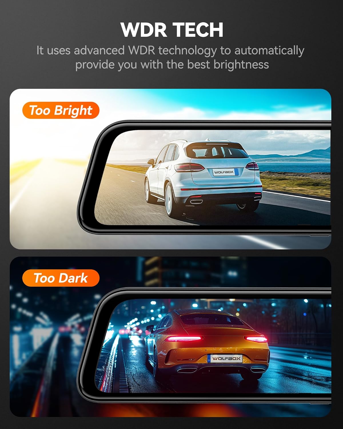 12" 4K Mirror Dash Cam Backup Camera, 2160P Full HD Smart Rearview Mirror for Cars & Trucks, Front and Rear View Dual Cameras, Night Vision, Parking Assistance, Free 32GB Card & GPS