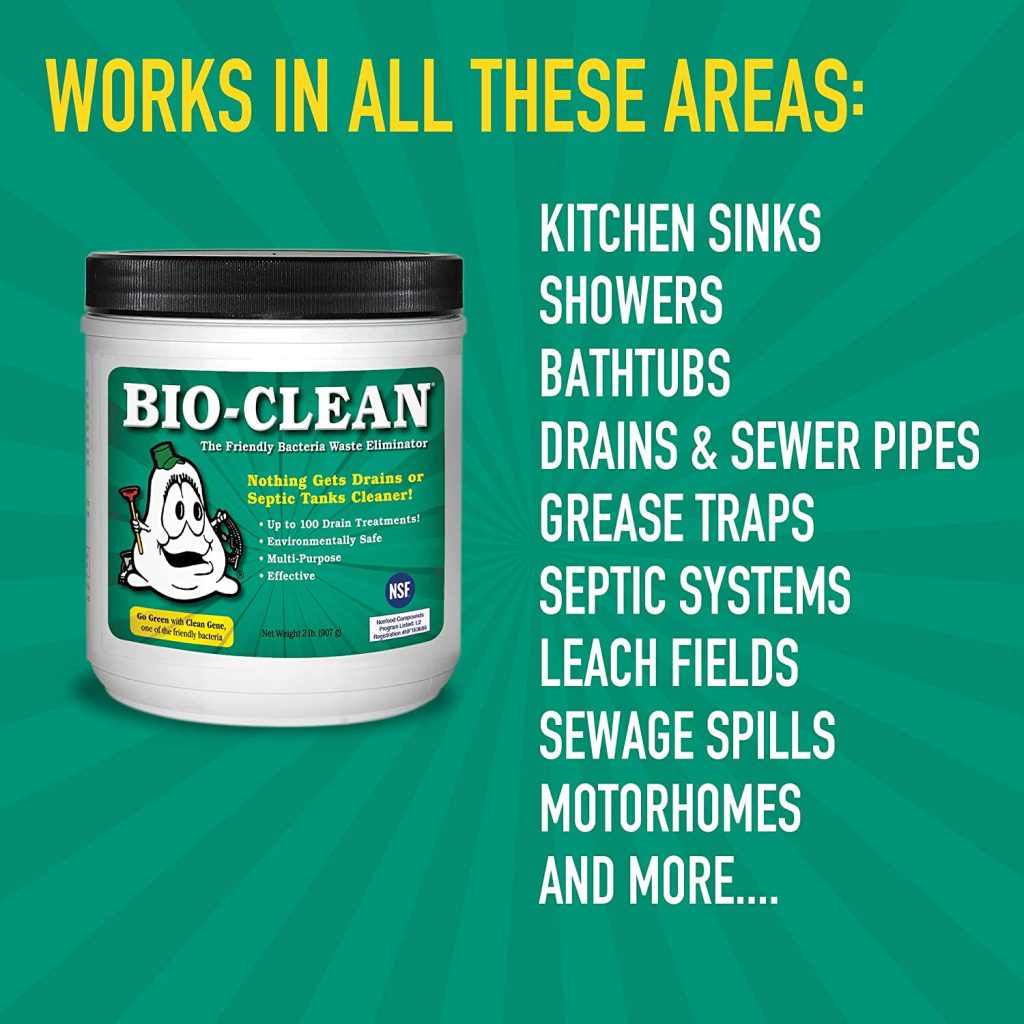 Bio-Clean Natural Drain Cleaner 2lb - Enzyme-Based, Eco-Friendly, 100 Treatments, Safe for Septic Tanks & Grease Traps