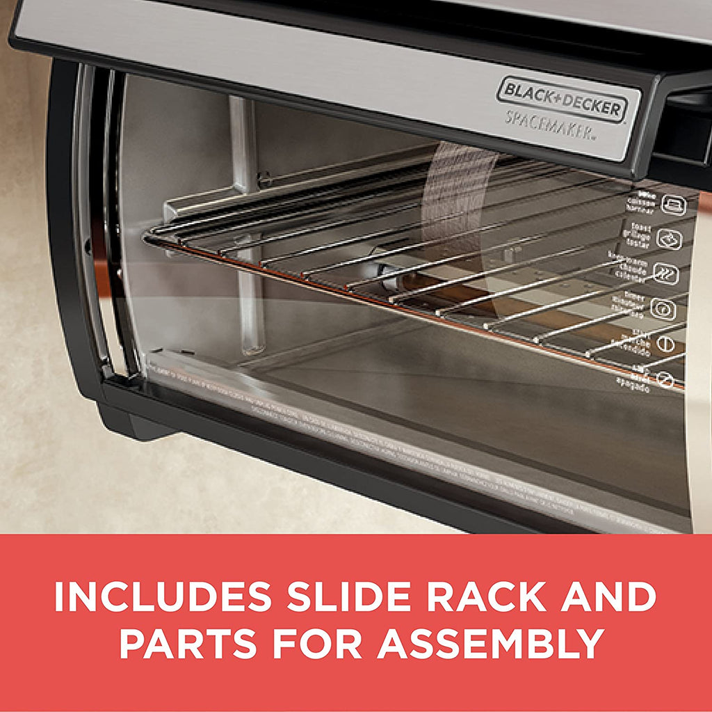BLACK+DECKER SpaceMaker Under-Cabinet Toaster Oven, 9" Pizza Capacity, Digital Controls, Black/Stainless Steel