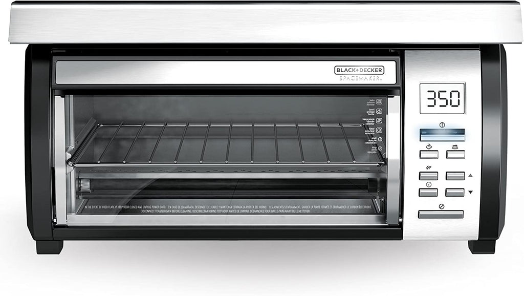 BLACK+DECKER SpaceMaker Under-Counter Toaster Oven, 4-Slice, Digital Controls, Black/Stainless Steel