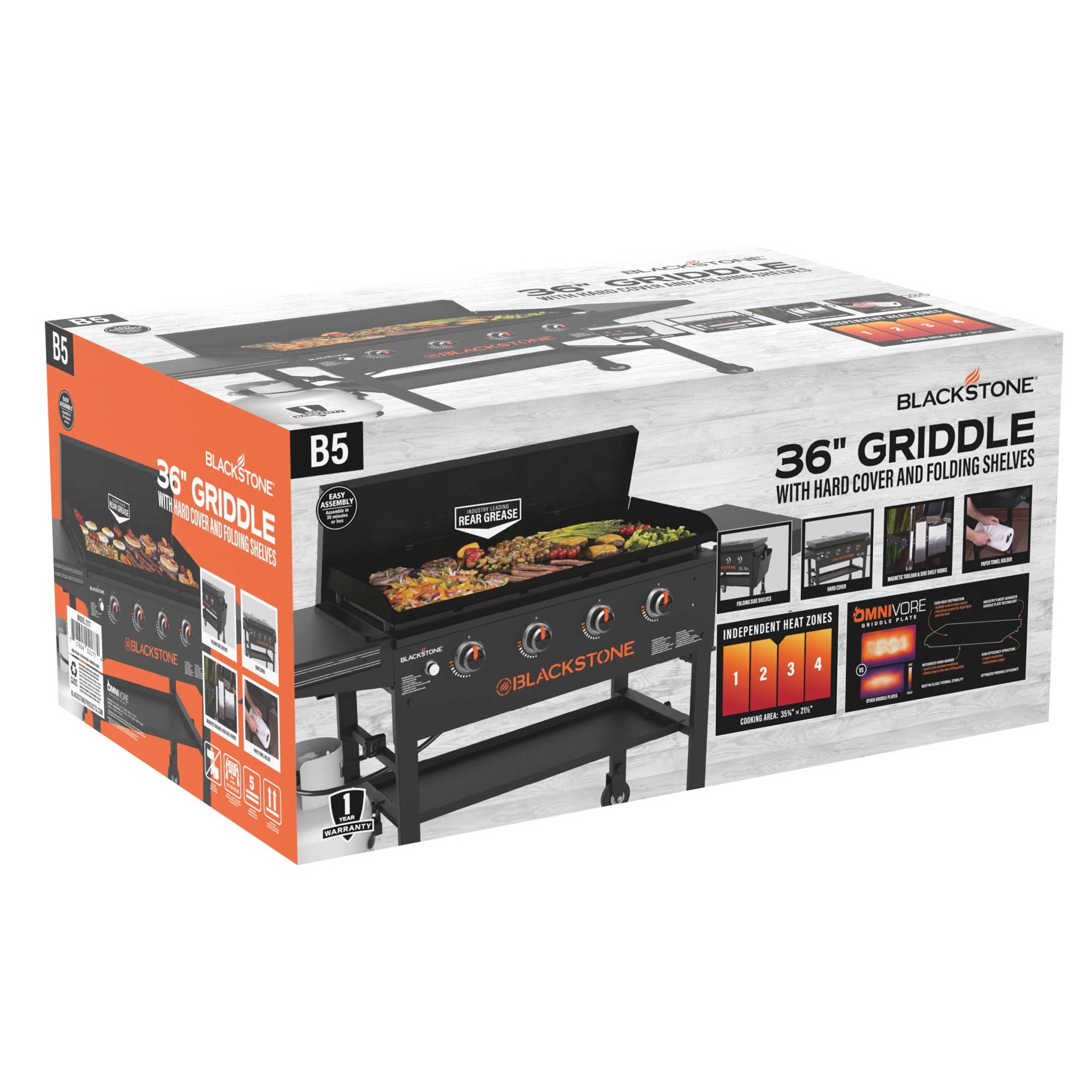 Blackstone 36" 4-Burner Propane Griddle with Hard Cover and Grease Management System