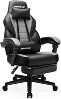 BOSSIN Ergonomic Gaming Chair with Footrest, Headrest, Lumbar Support, PU Leather, 300 lbs Capacity, Reclines 90-155Â°