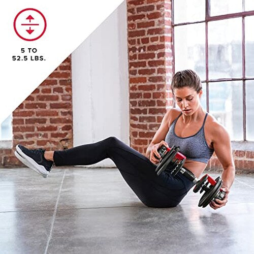 Bowflex SelectTech 552 Adjustable Dumbbells Pair - 5 to 52.5 lbs Weight Range, Replaces 15 Sets