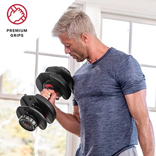 Bowflex SelectTech 552 Adjustable Dumbbells Pair - 5 to 52.5 lbs Weight Range, Replaces 15 Sets