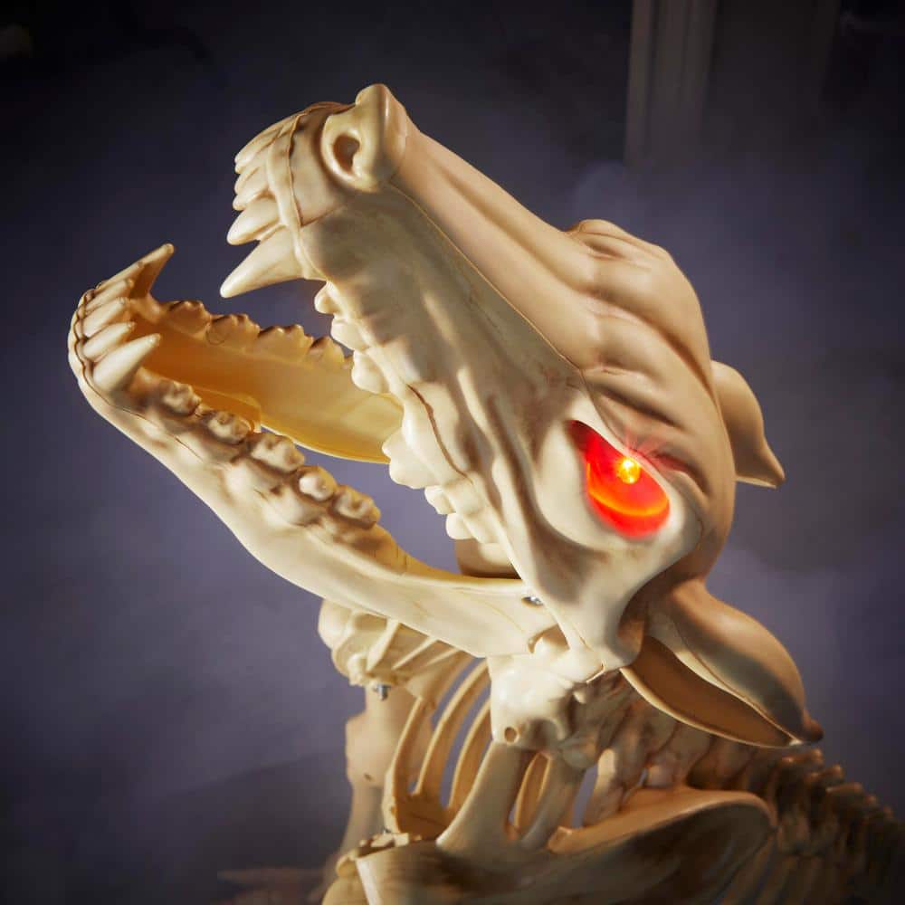 Brand Animated LED Skeleton Wolf, 2.5 ft, Poseable with Red LED Eyes, Halloween Decor