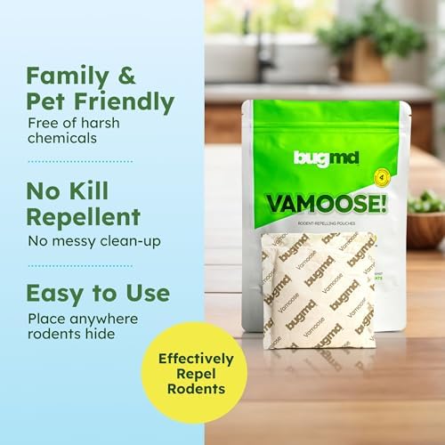 BugMD Vamoose Plant-Powered Rodent Repellent Pouches, 8-Pack - Natural Indoor & Outdoor Mouse Deterrent