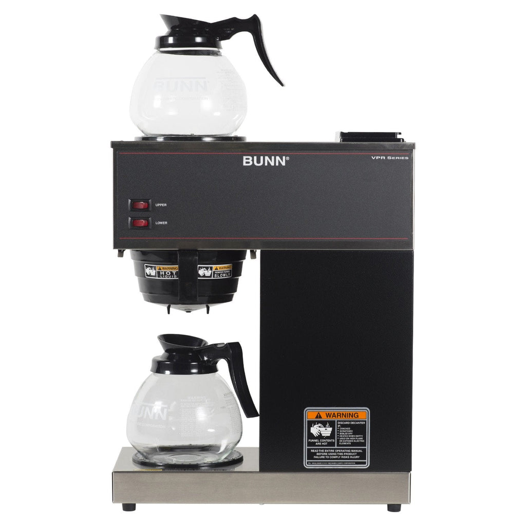 BUNN VPR-2GD 12-Cup Pourover Commercial Coffee Maker with Dual Warmers & Glass Decanters, Black Stainless