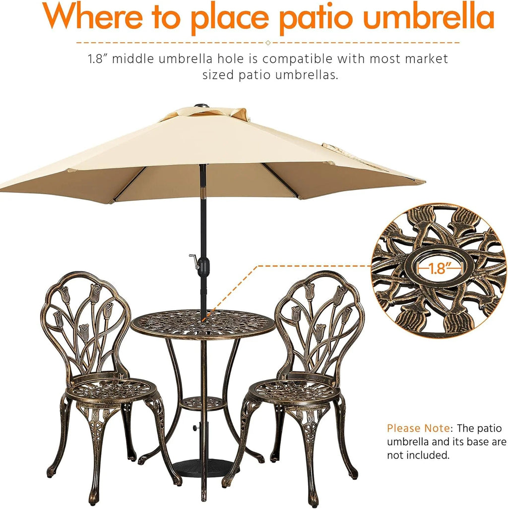 Patio Bistro Sets 3 Piece Cast Aluminum Bistro Table