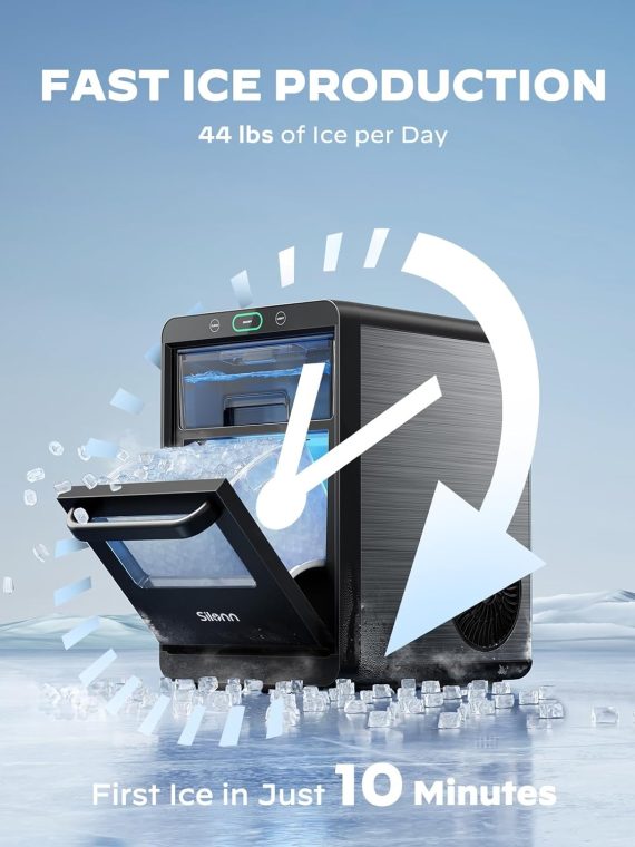 GE Profile Opal Nugget Ice Maker, Countertop Pebble Ice Machine, 44 lbs/Day, Pull Out Water Tank, Removable Basket, Stainless Steel