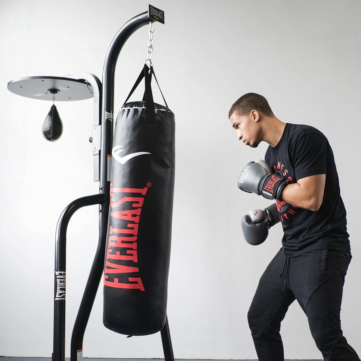 Everlast 2 Station Dual Heavy Duty Powder Coated Steel Heavy and Speed Bag Stand