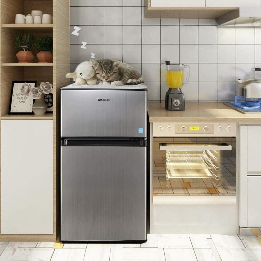 Mini Fridge with Freezer, 3.1 Cu.Ft Small Refrigerator, Compact Refrigerator with LED Light