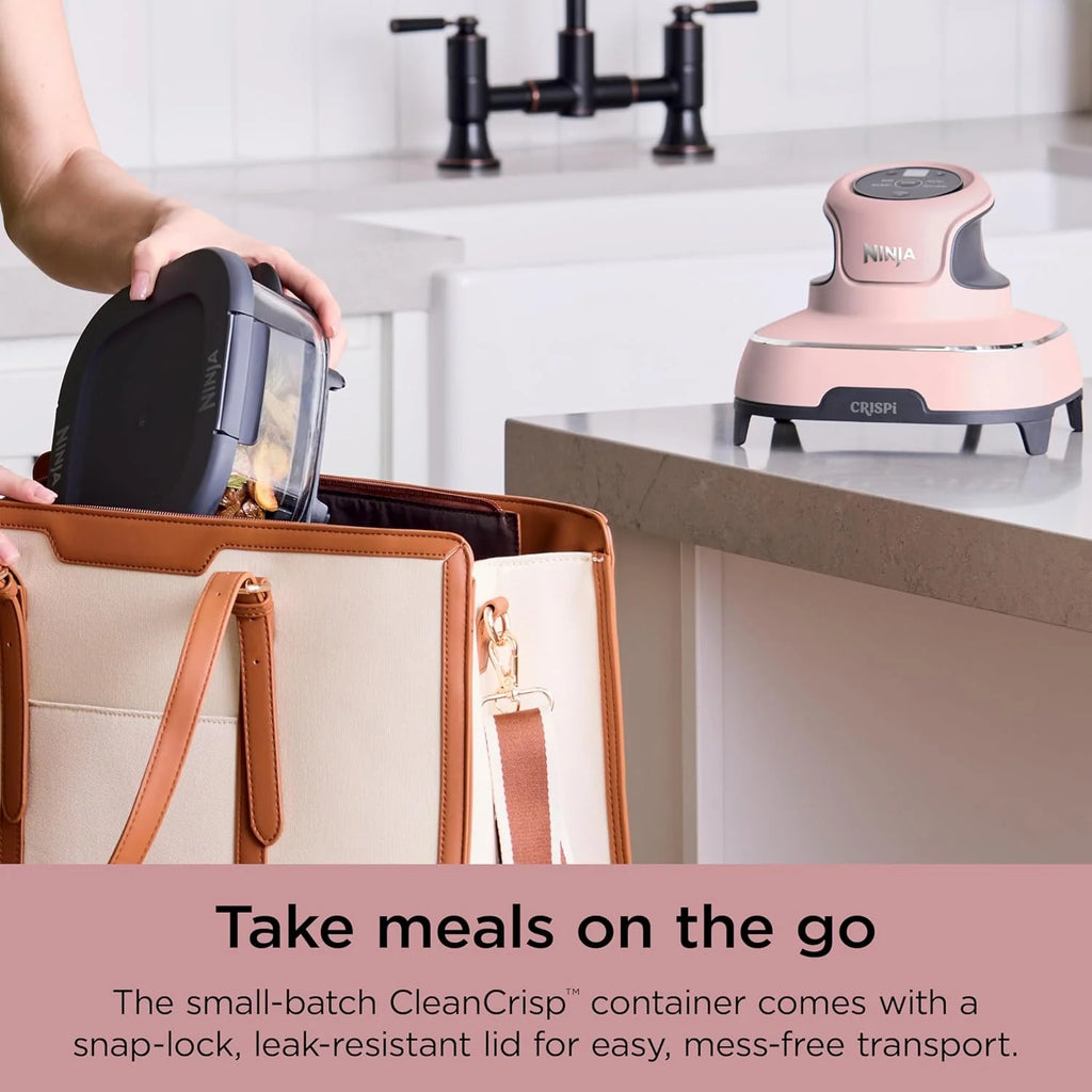 Ninja Crispi 4-in-1 Portable Glass Air Fryer Cooking System, 1500W, 4QT & 6-Cup TempWare Glass Containers with Storage Lids, Microwave, Freezer & Dishwasher Safe