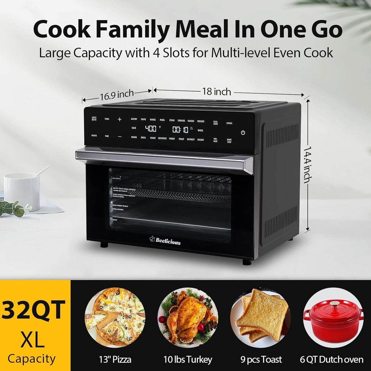 Extra Large Air Fryer, 19-in-1 Air Fryer Oven Combo