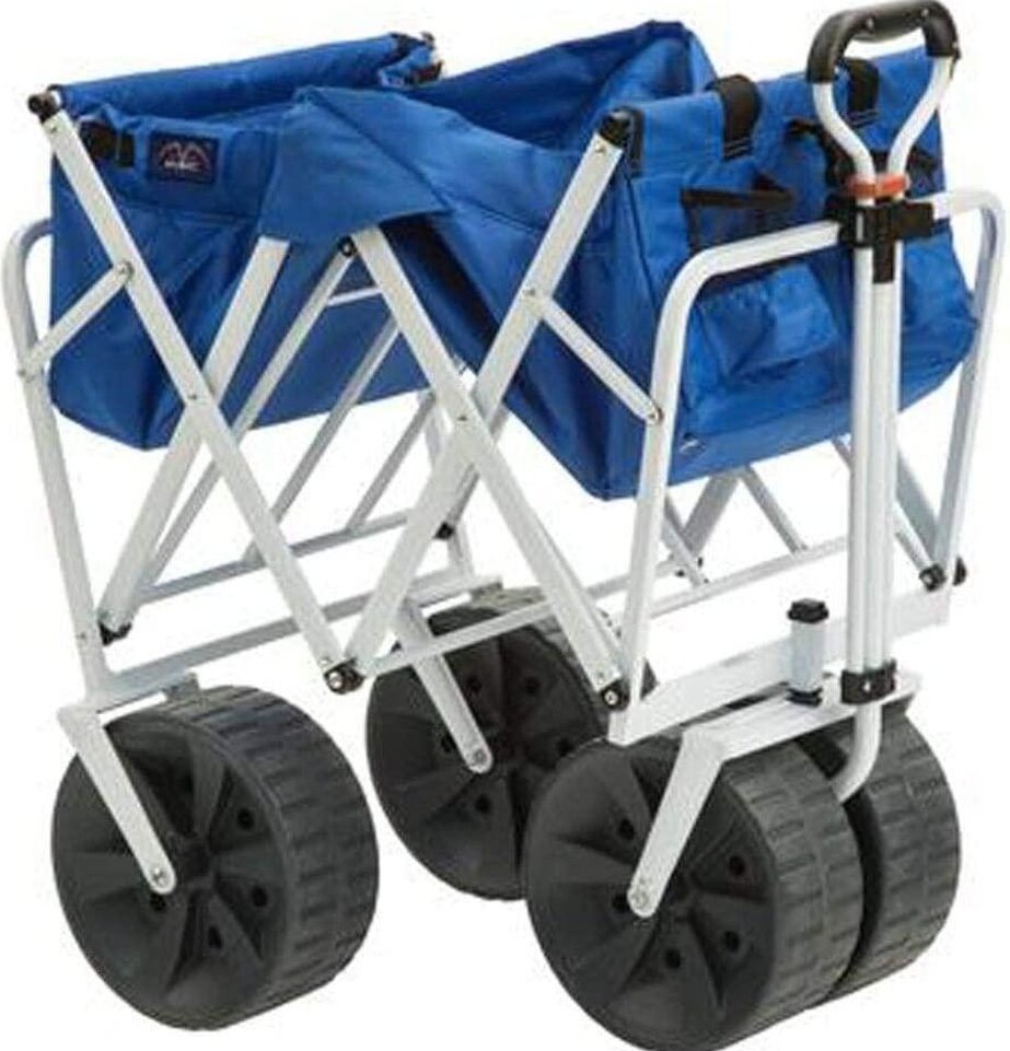 Mac Sports Heavy Duty Collapsible Folding All Terrain Utility Beach Wagon Cart Blue/Black