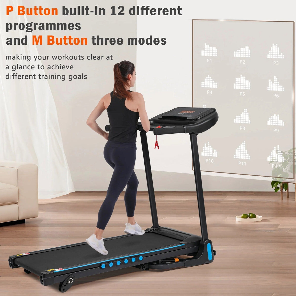 VLDTDRDI 500LBS 3.5HP Folding Treadmill with USB Charge Station,10Mph Electric Treadmil with Incline,Bluetooth Speaker,Device Holder and Pulse Sensor,Running Walking Exercise Machine