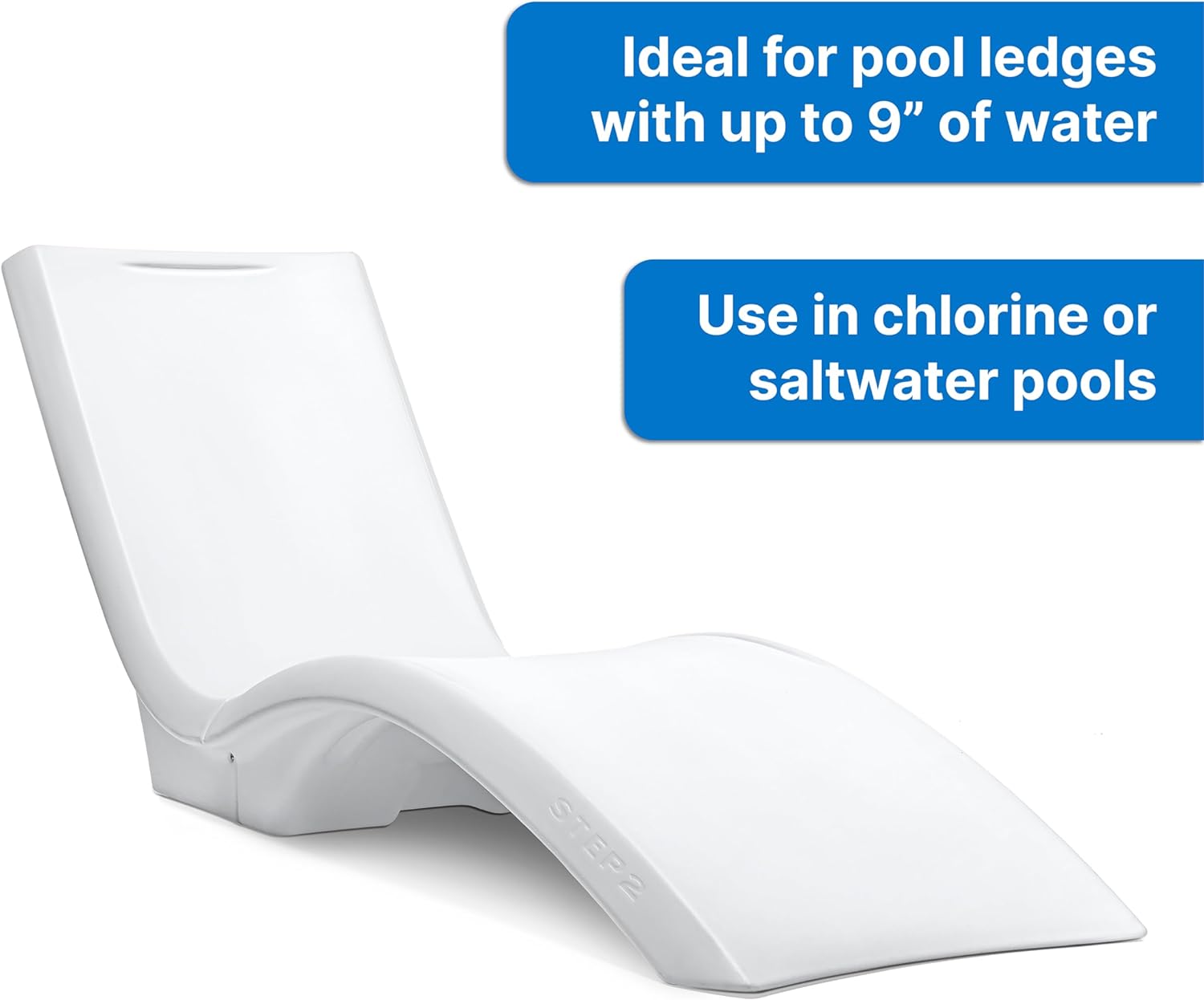 Pool Lounger, Fade-Resistant, Waterproof Patio Furniture, Pool Lounge Chair for Sun Shelf, Use in Pools with Shelves Up to 9-Inches Deep or Outside Pool Deck, Weighted, White