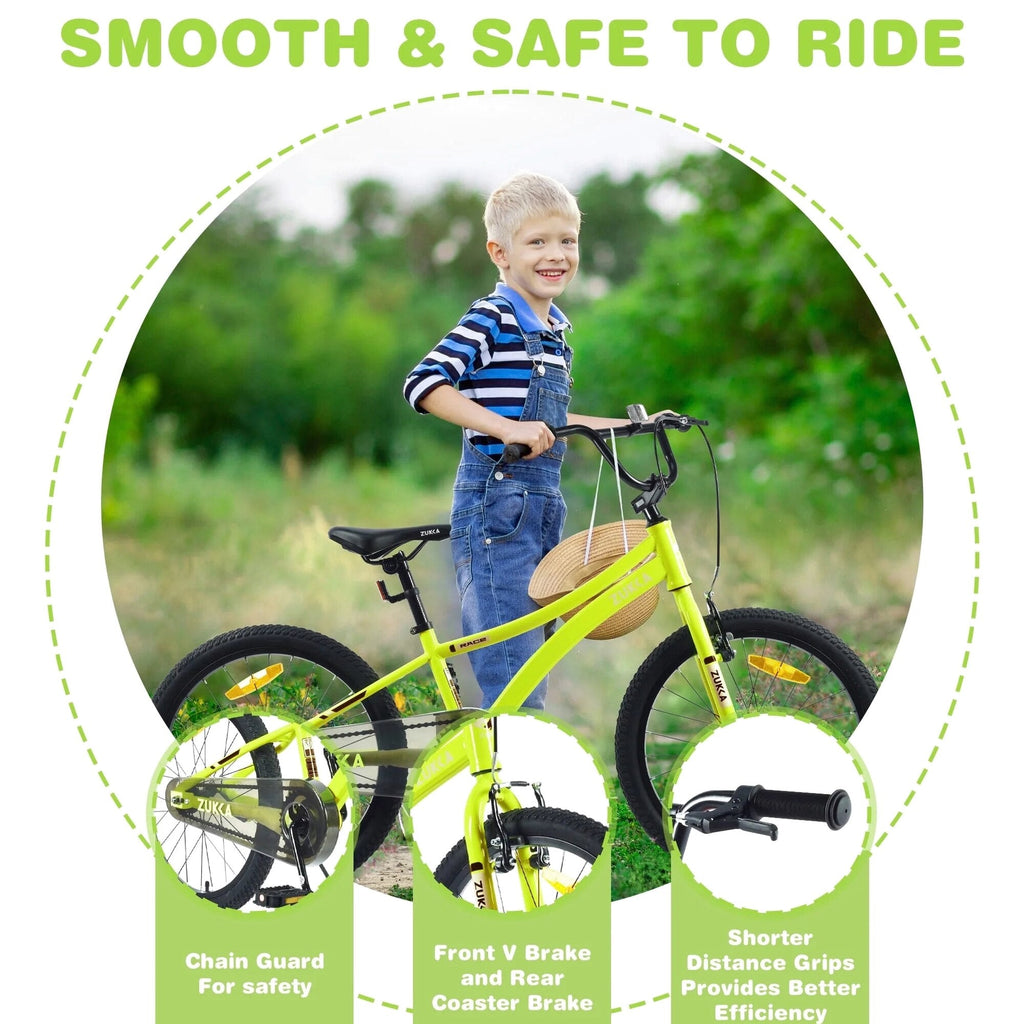 Baprem 18" Girls Bike for 5-9 Years Old Kids, Cute Kids Bike with Training Wheels, Steel Frame Sporty Children Bicycle, Pink