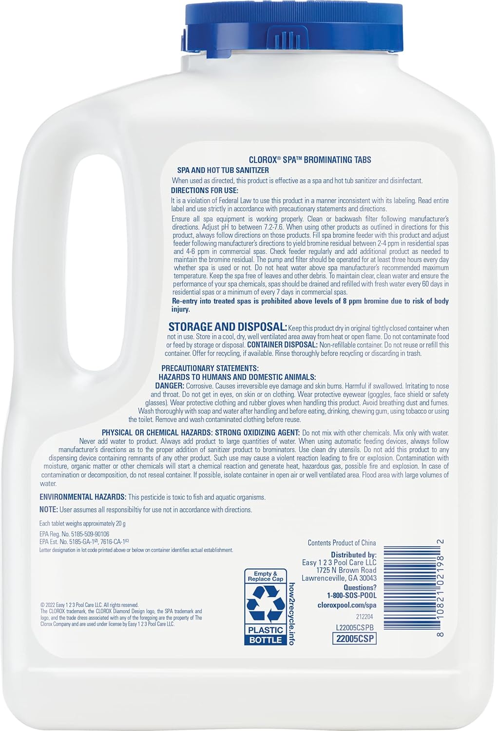 Clorox Pool&Spa Bromine Tablets - Low-Odor, Slow-Dissolving Sanitizer for Spas, 5LB