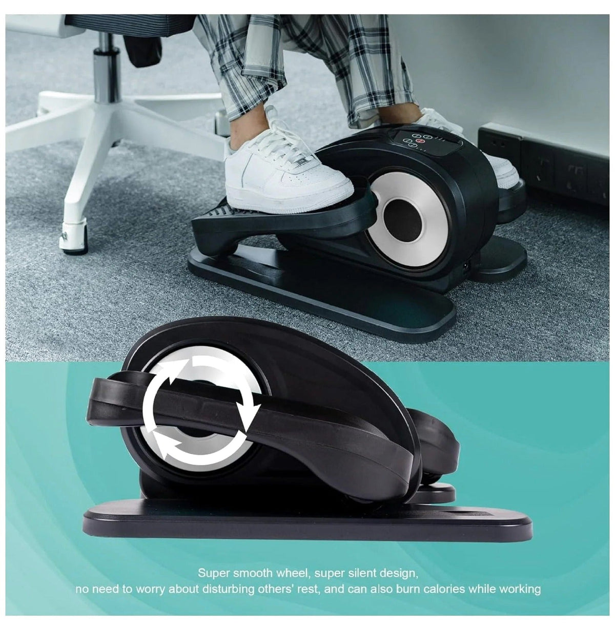 Under Desk Elliptical Electric Foot Pedal Exerciser Fully Assembled Seated Elliptical Compact Portable Elliptical Machine Trainer with Control Mini Elliptical Leg Exerciser for Home