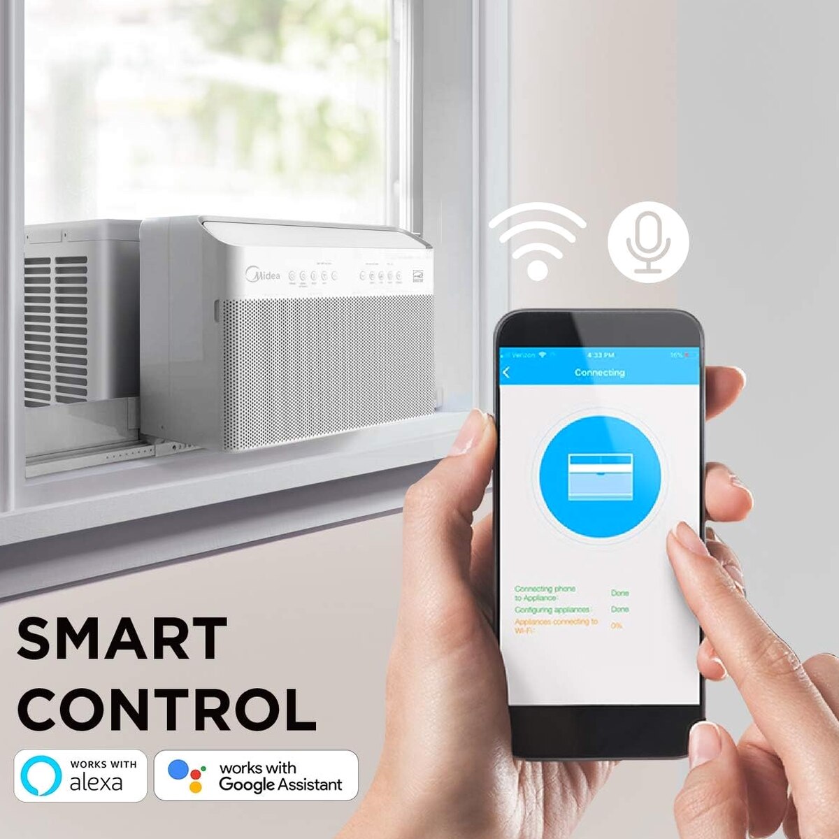U-Shaped Inverter Window Air Conditioner 12,000BTU with Open Window Flexibility, Robust Installation,Extreme Quiet, 35% Energy Saving, Smart Control, Alexa, Remote, Bracket Included (Renewed)