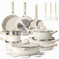 Carote 21-Piece Nonstick Cookware Set, Eco-Friendly Granite, Induction Compatible, Beige