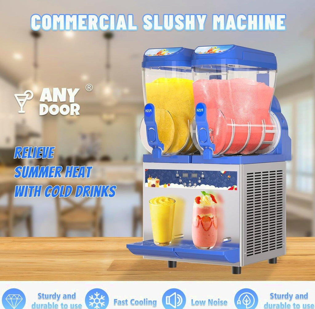 Commercial Slushy Machine - 1000W 30L Tanks Slush Maker Machine 304 Stainless Steel Commercial Margarita Machines Efficient Cooling the Ideal Slushie Maker for Bars Cafes Restaurants