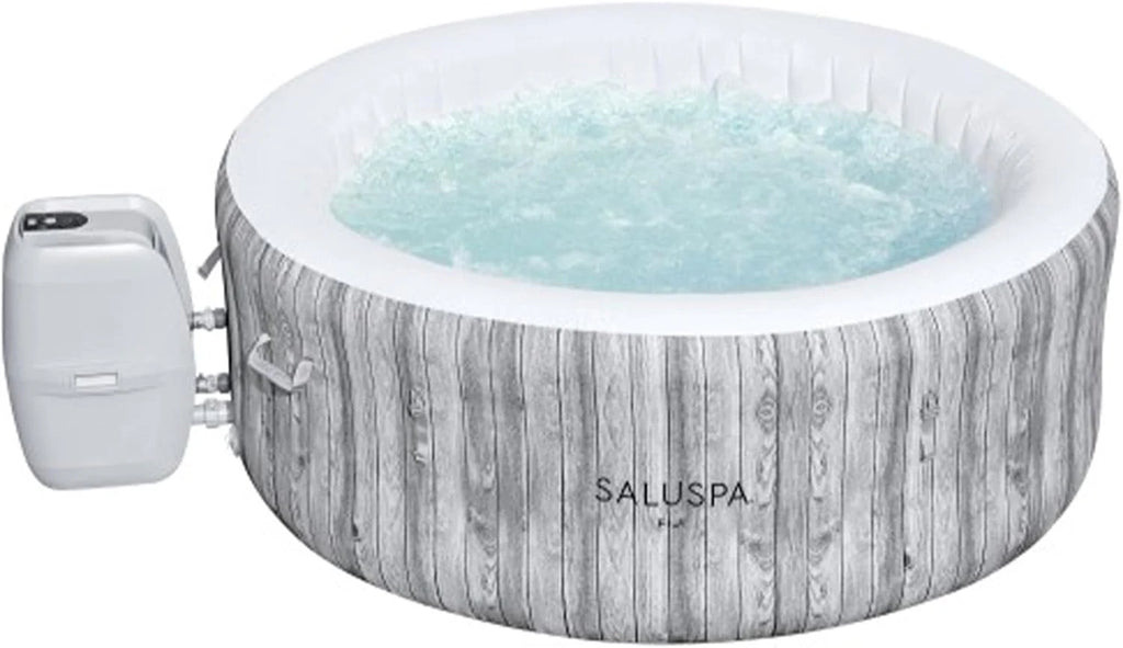 Bestway SaluSpa Fiji AirJet Large Round 2 to 4 Person Inflatable Hot Tub Portable Outdoor Spa with 120 AirJets and EnergySense Cover, Grey