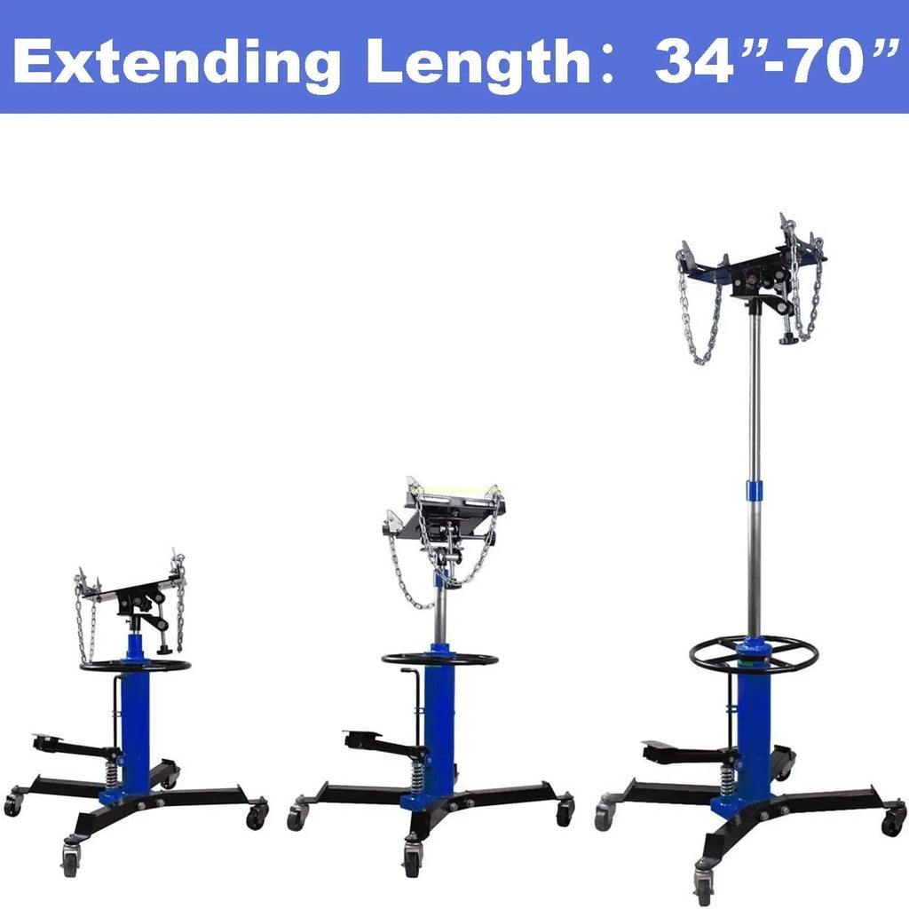 1660 Pounds Hydraulic Car Transmission Jack Vertical Lift with 360 Swivel Wheel Pedal ,Blue,33"-70"(0.75Ton)