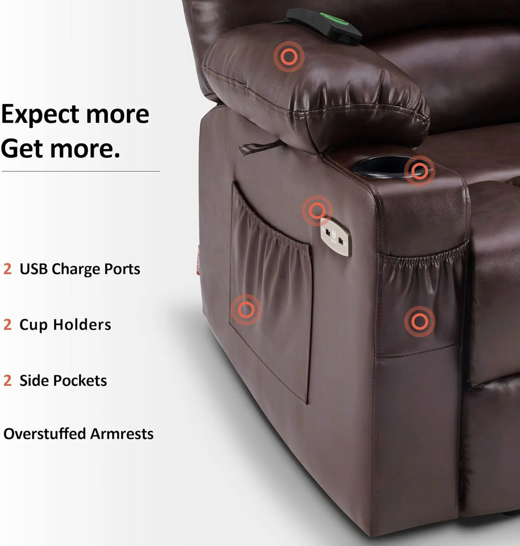 Heated Lift Recliner for Seniors with USB & Cup Holders