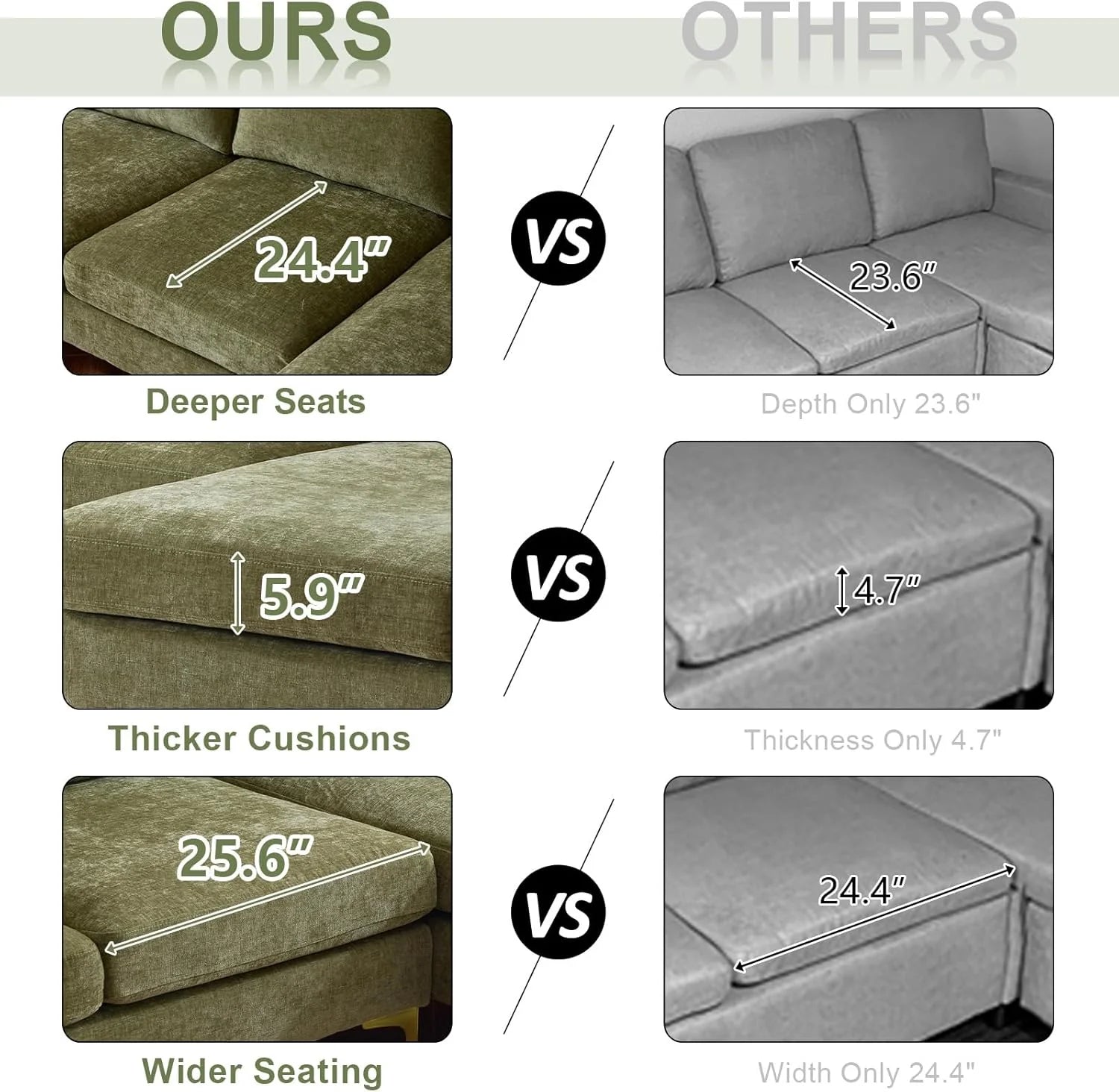VINGLI 110" Sectional Couches for Living Room,U Shaped Couch with Double Chaise, 4-Seat Sofa Set with Chenille Fabric for Home Furniture,Beige