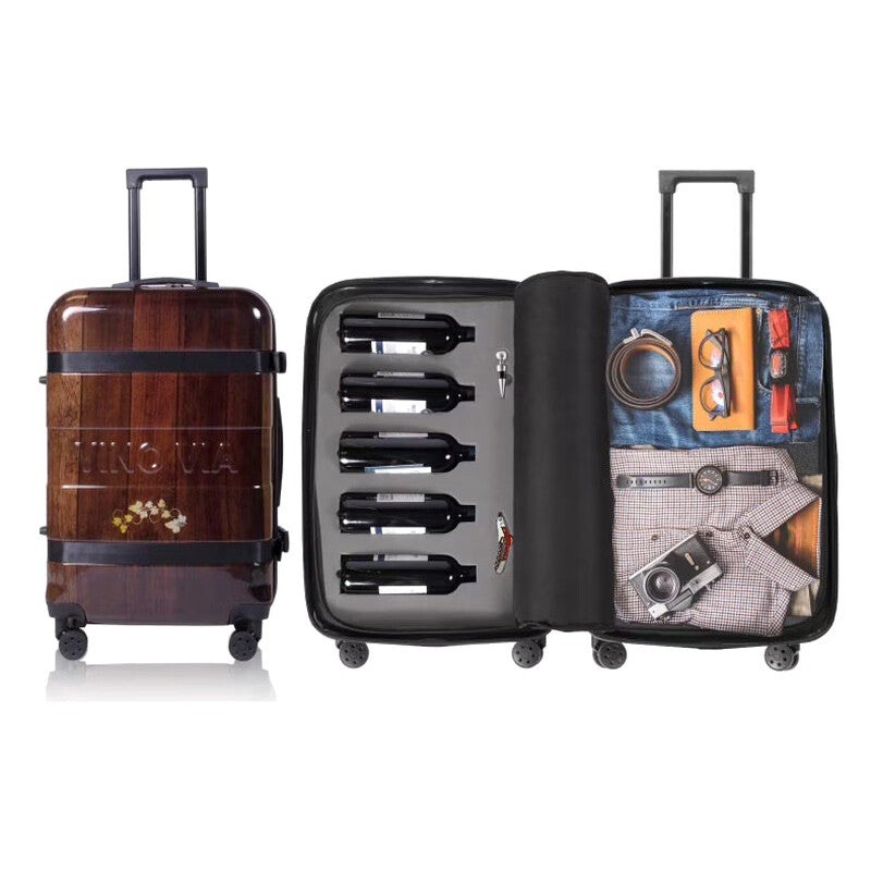 The Ten (10-Bottle) Wine Luggage, TSA Approved Anti-Theft Zipper, Lightweight Hard Shell Spinner Suitcase