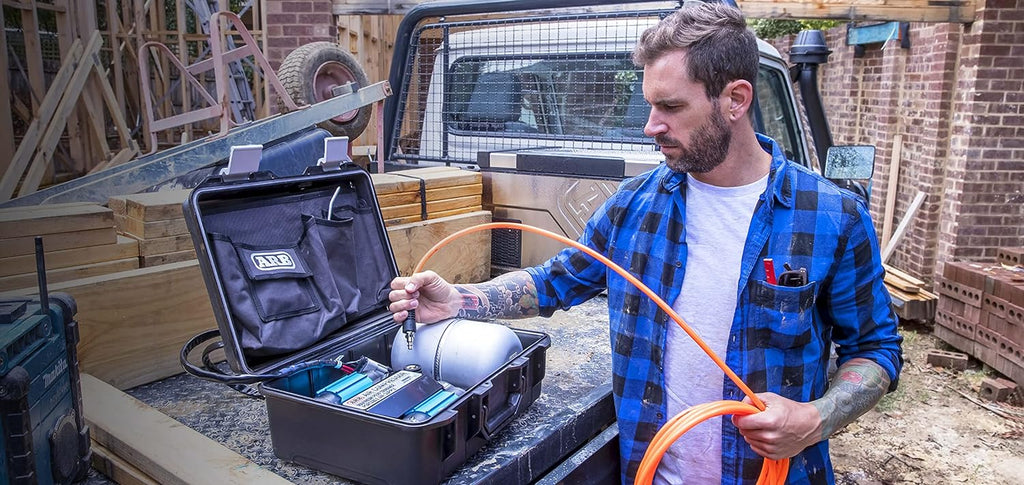 '12V' On-Board Twin High Performance Air Compressor, Ideal for Air Lockers Locking Differentials, Tire Inflator, Air Horn, Air Tools and Pneumatic Tools.