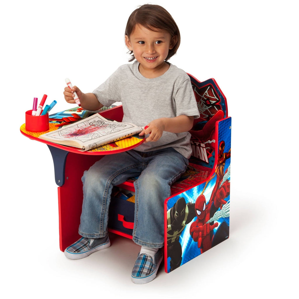 Delta Children Marvel Spider-Man Chair Desk with Storage Bin, Greenguard Gold Certified, for Kids Aged 3-6, Engineered Wood, Scratch-Resistant