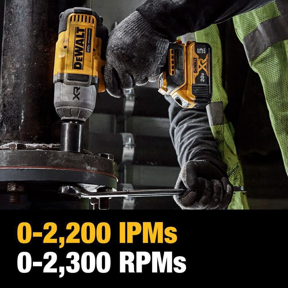 DEWALT 20V MAX XR 1/2" Cordless Impact Wrench Kit, High Torque, LED, Battery & Charger Included
