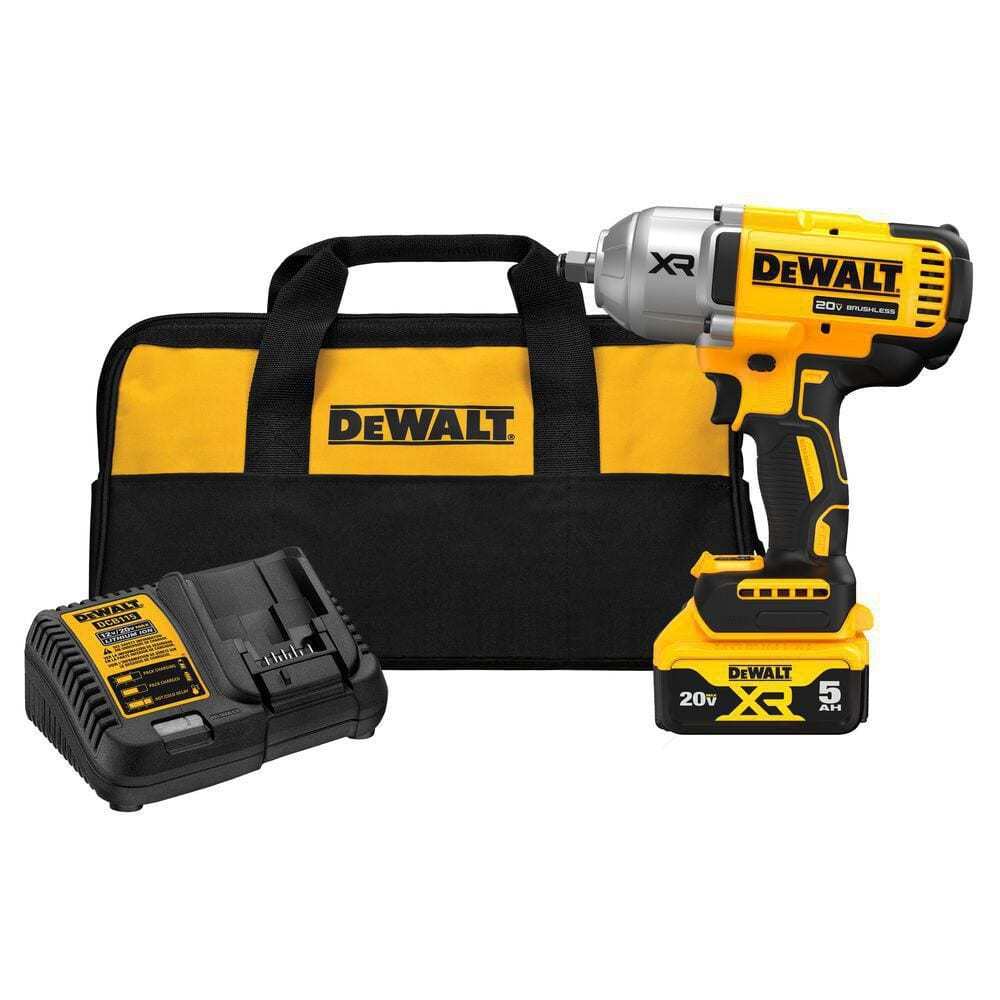 DEWALT 20V MAX XR 1/2" Cordless Impact Wrench Kit, High Torque, LED, Battery & Charger Included