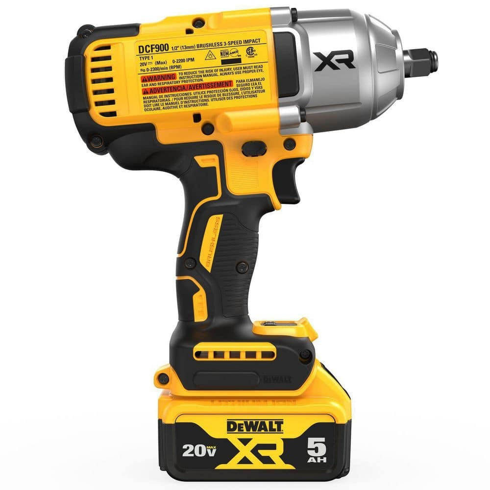 DEWALT 20V MAX XR 1/2" Cordless Impact Wrench Kit, High Torque, LED, Battery & Charger Included
