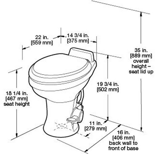 Dometic 320 Series Standard Height RV Toilet, White, Ceramic Bowl, Efficient Flush