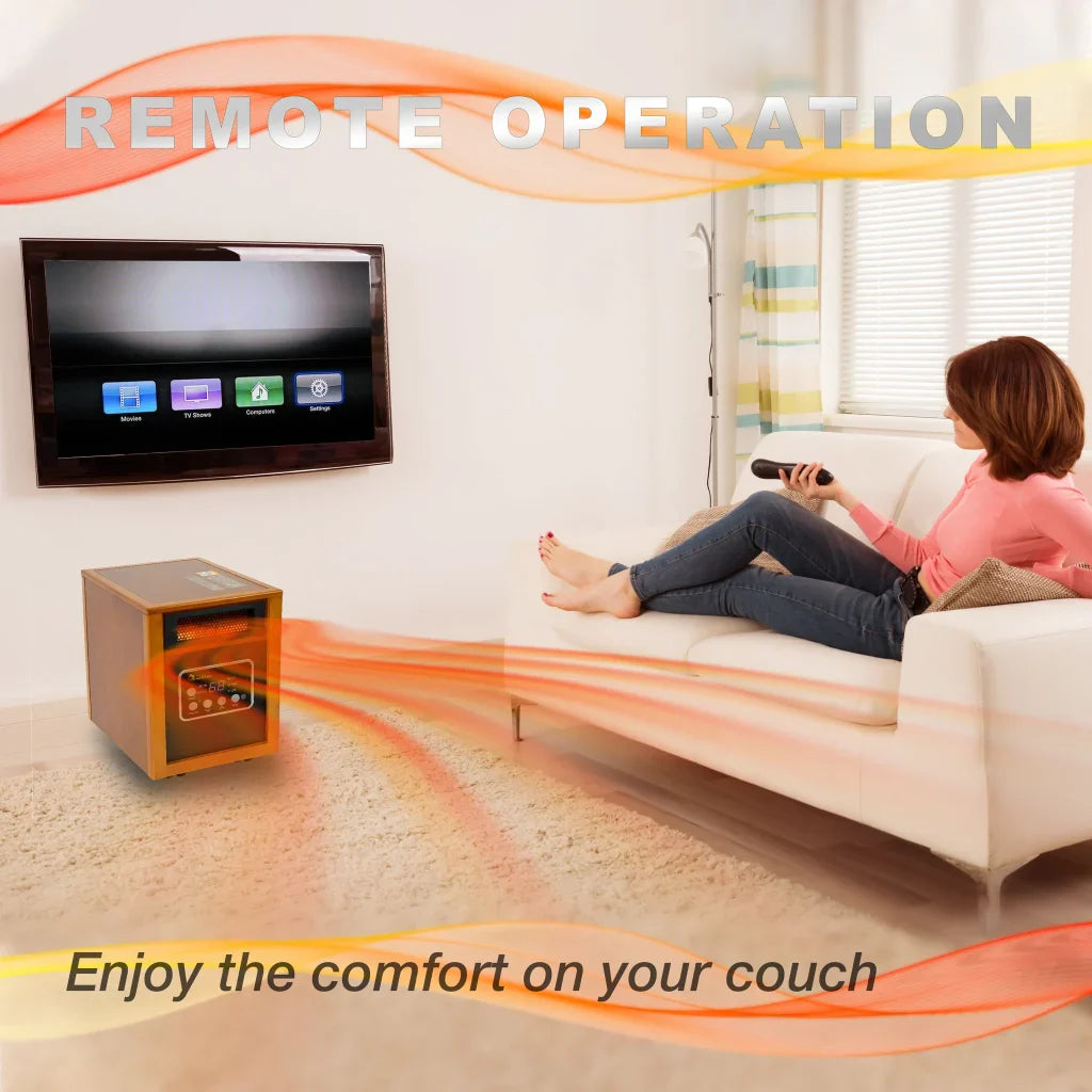 Dr. Infrared Heater 1500W Quartz Indoor Electric Space Heater with Thermostat & Remote