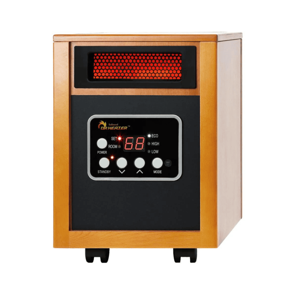 Dr. Infrared Heater 1500W Quartz Indoor Electric Space Heater with Thermostat & Remote